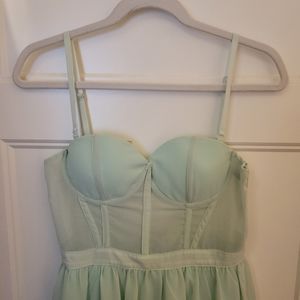 Mint green chiffon knee length dress